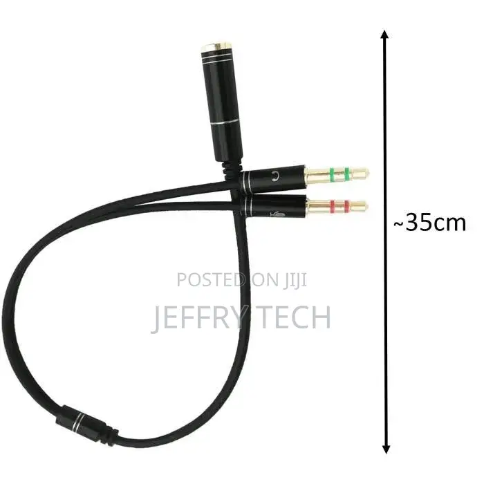 Audio Adapter -3.5mm Jack - 1 Fem to 2 -Headphones/Earphones