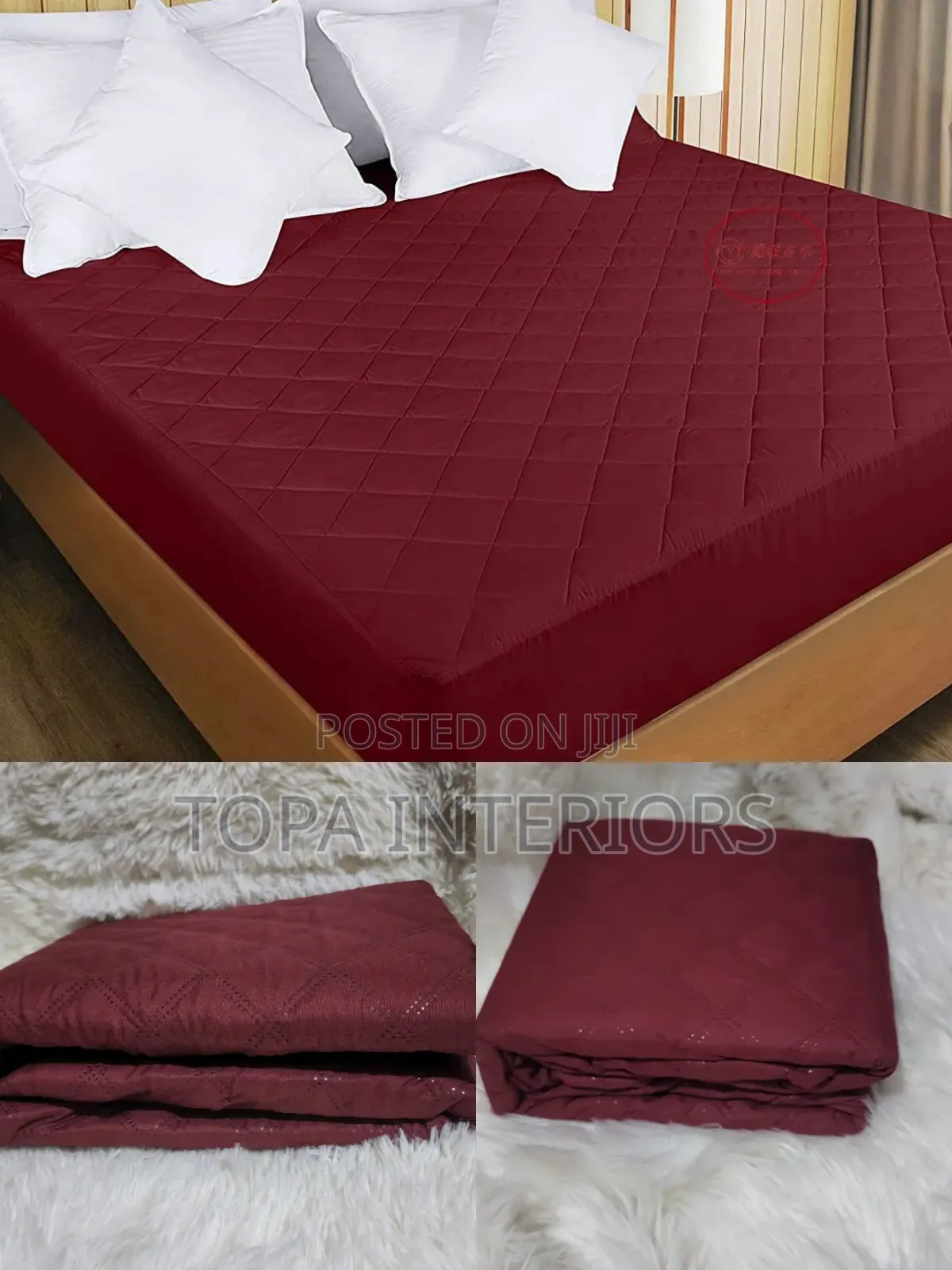 Maroon Queen Size Fitted Waterproof Mattress Protectors