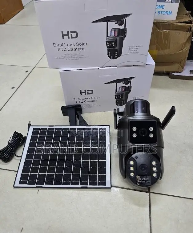 Wifi Dual Lens Ubox PTZ Solar Camera Full Hd 6mp Colored