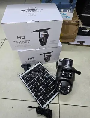 Solar Powered Wifi Dual Lens CCTV PTZ Camera Full Color 6mp