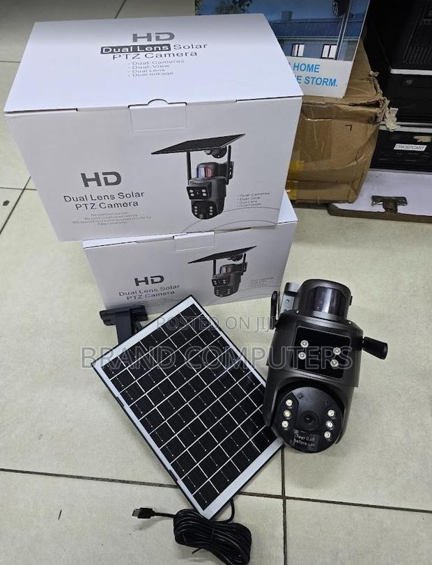 Solar Powered Wifi Dual Lens CCTV PTZ Camera Full Color 6mp