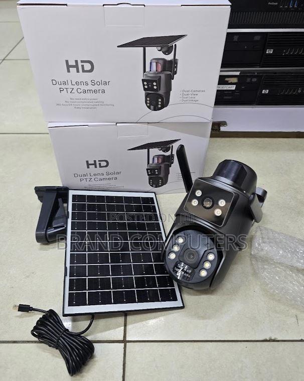 Dual Lens Wifi PTZ Solar CCTV Outdoor Camera Night Full Color
