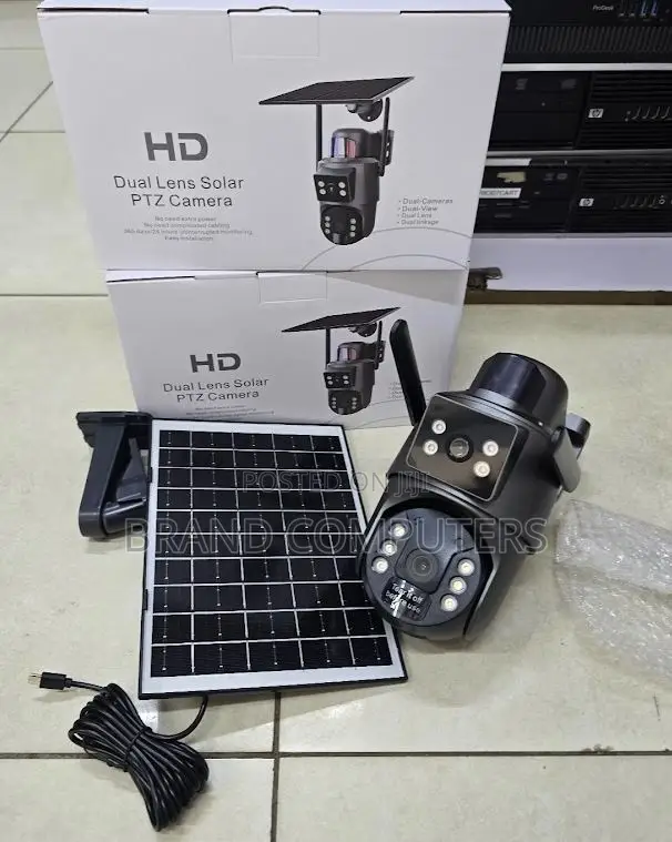 Dual Lens Wifi PTZ Solar CCTV Outdoor Camera Night Full Color