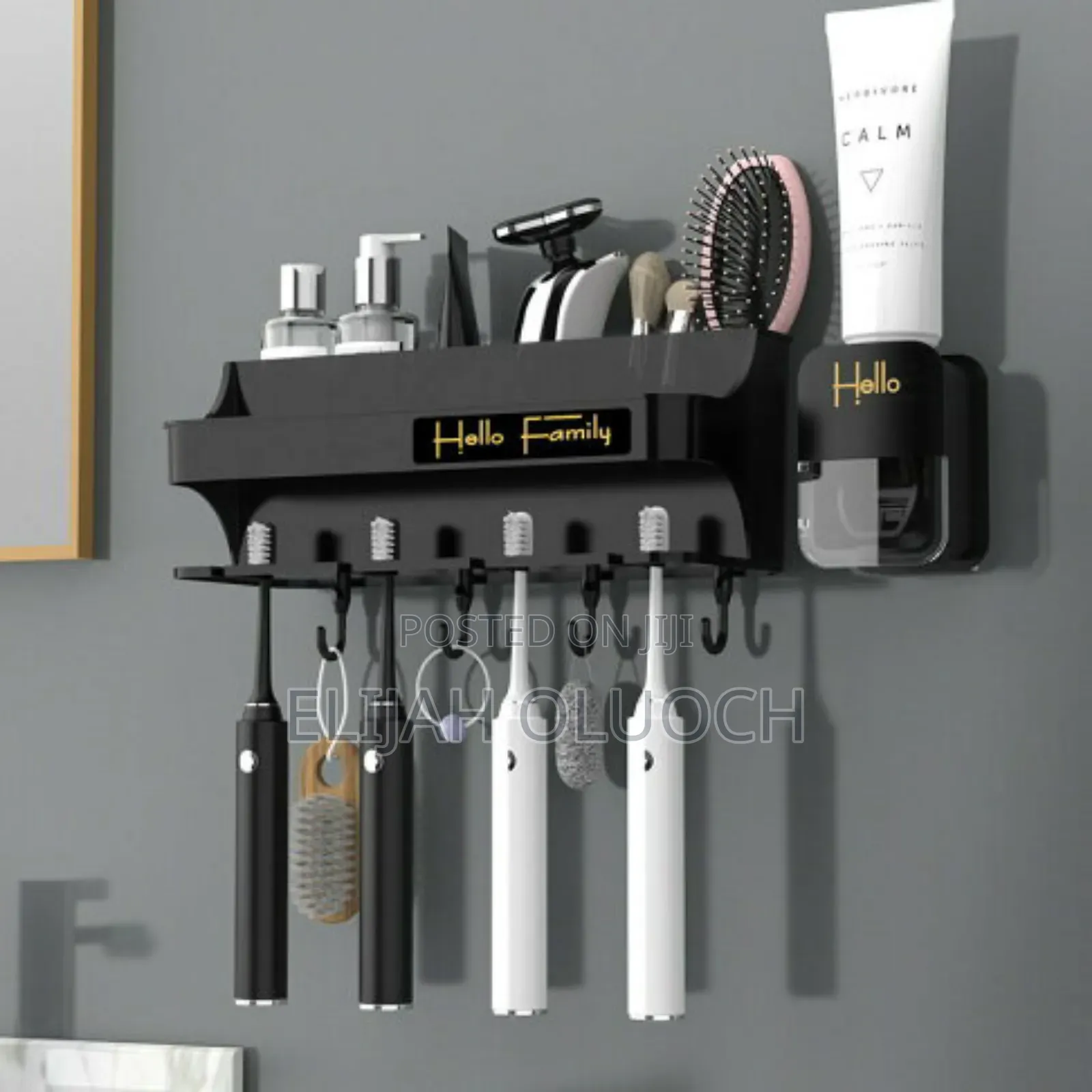 Hello Family Branded Wall Mounted Toothbrush Toothpaste Dispenser Set