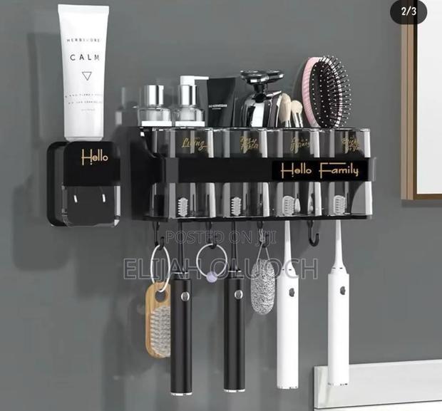 Hello Family Branded Wall Mounted Toothbrush Toothpaste Dispenser Set