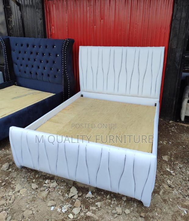 Wood and Fabric Combination Modern Bed