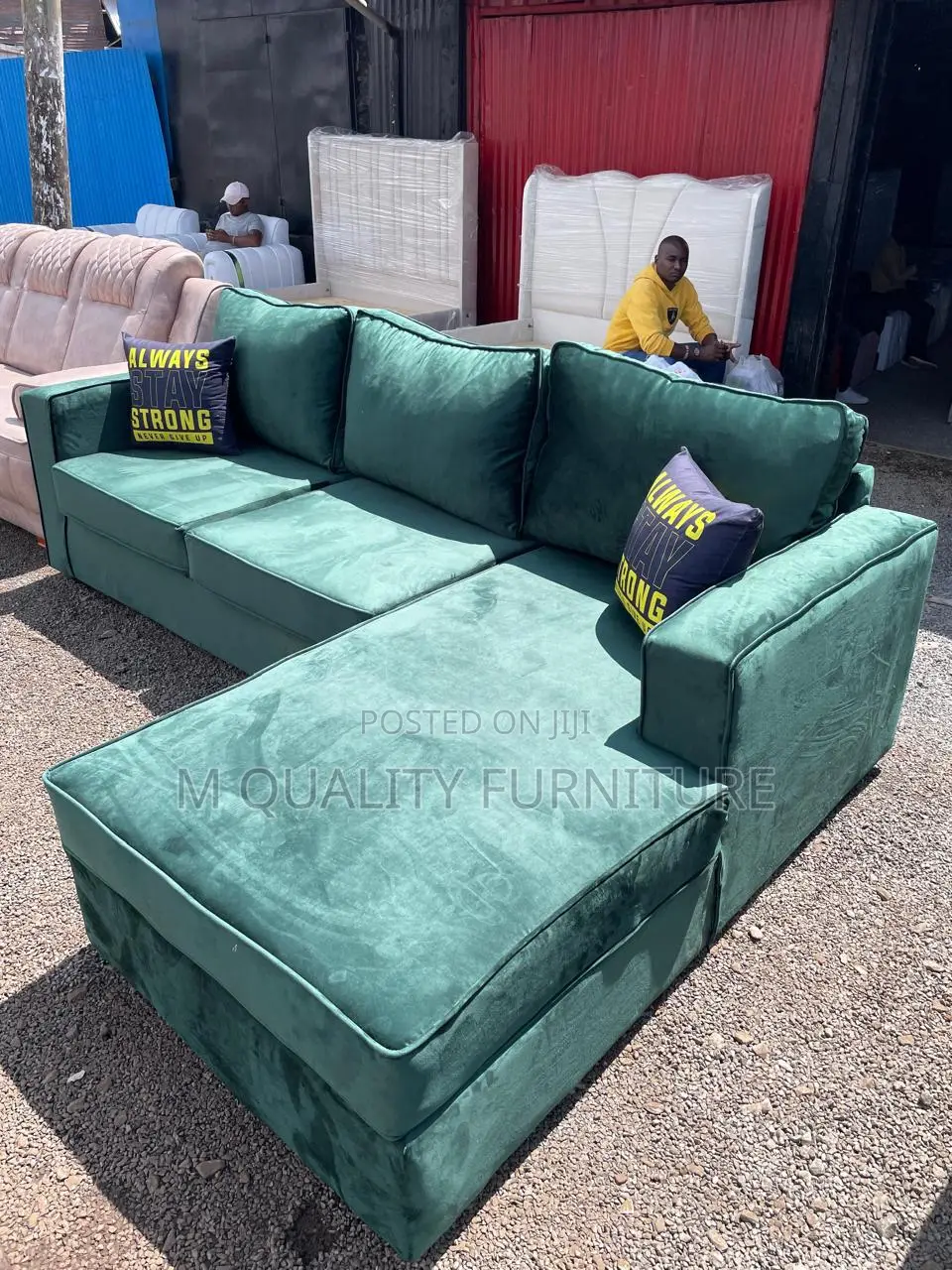 Olive Green L Shaped Sofa