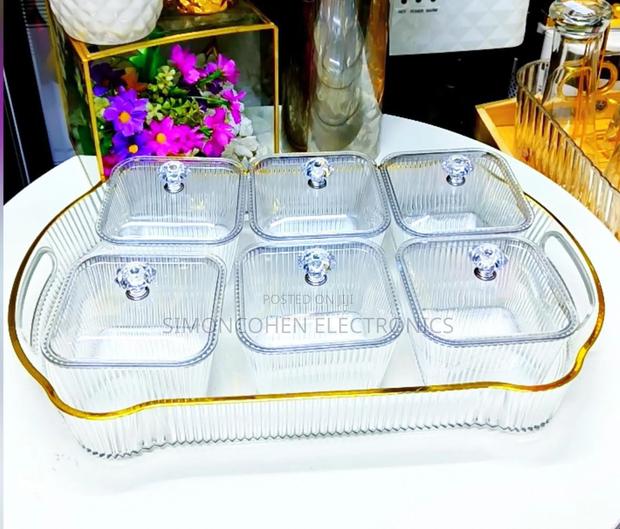 Big Size Acrylic Tray And 6pcs Spice Boxes Set