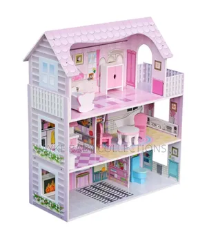 3-Tier Wooden Dollhouse Playset With Furniture
