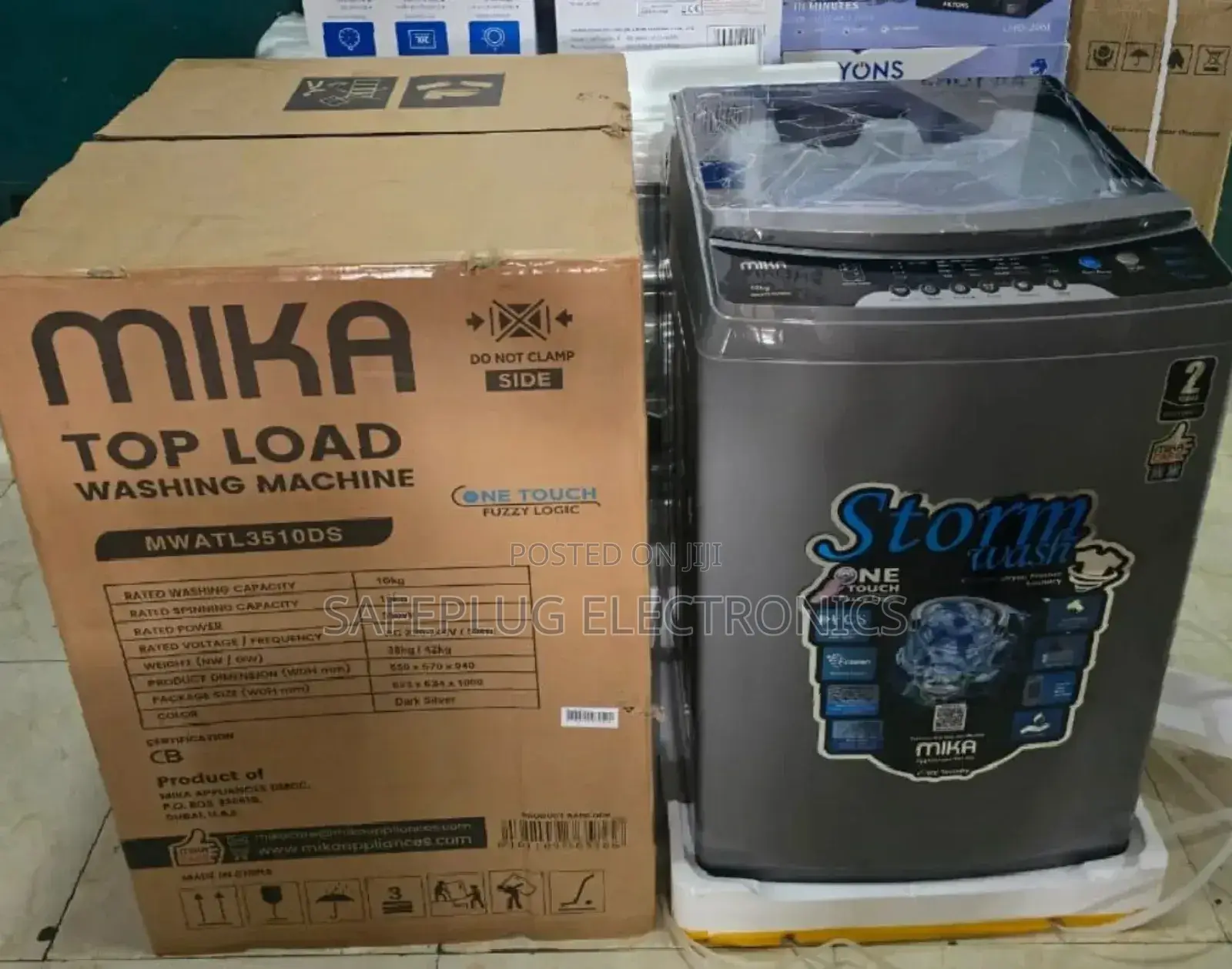 Mika 10kg Fully Automatic Top Load Washing Machine - Dark Silver