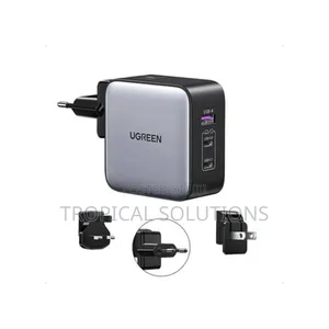 Ugreen 65w 3-Port Gan Fast Charger With Interchangeable Uk/Us/Eu Plugs