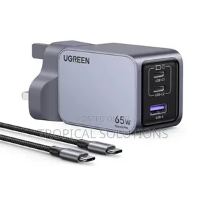 Ugreen Nexode Pro 65w 3-Port Gan Fast Charger Uk Grey+1.5m 100w