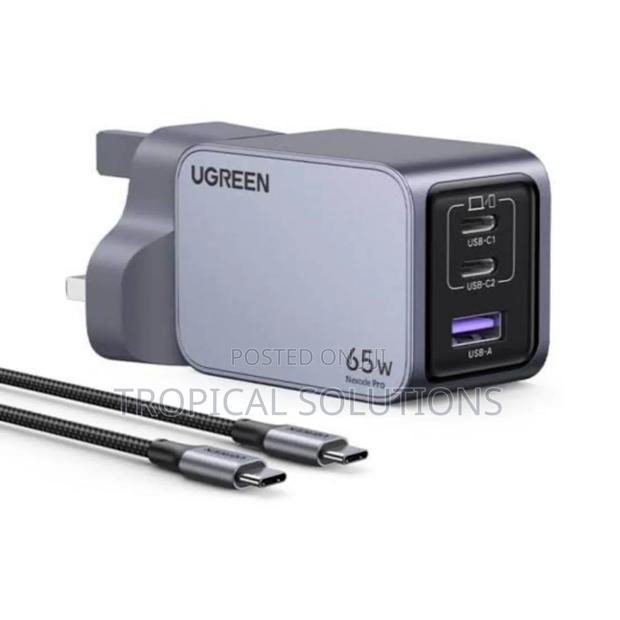 Ugreen Nexode Pro 65w 3-Port Gan Fast Charger Uk Grey+1.5m 100w
