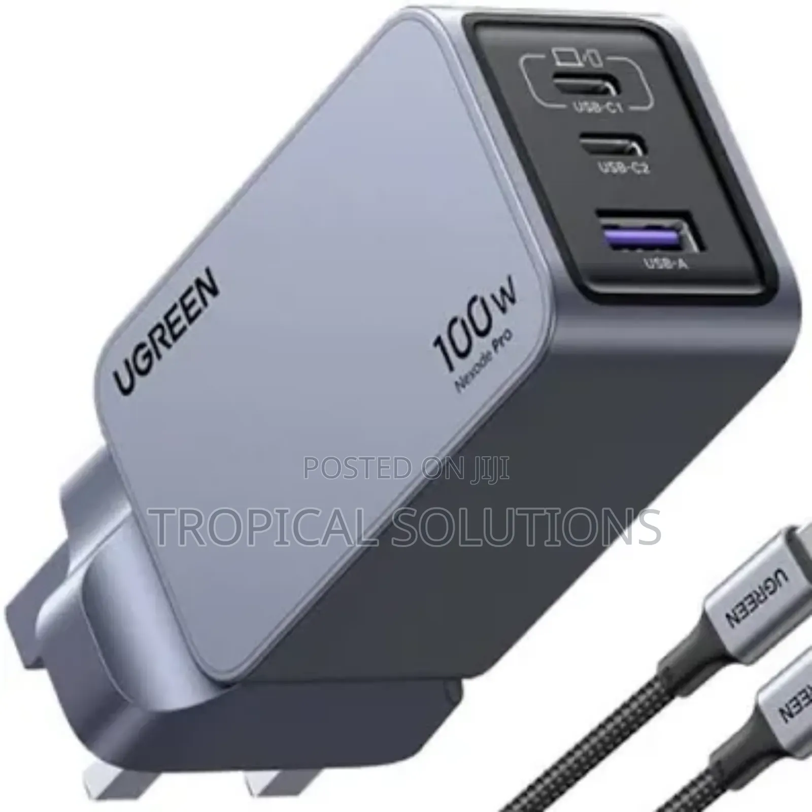 Ugreen Nexode Pro 65w 3-Port Gan Fast Charger Uk Grey+1.5m 100w