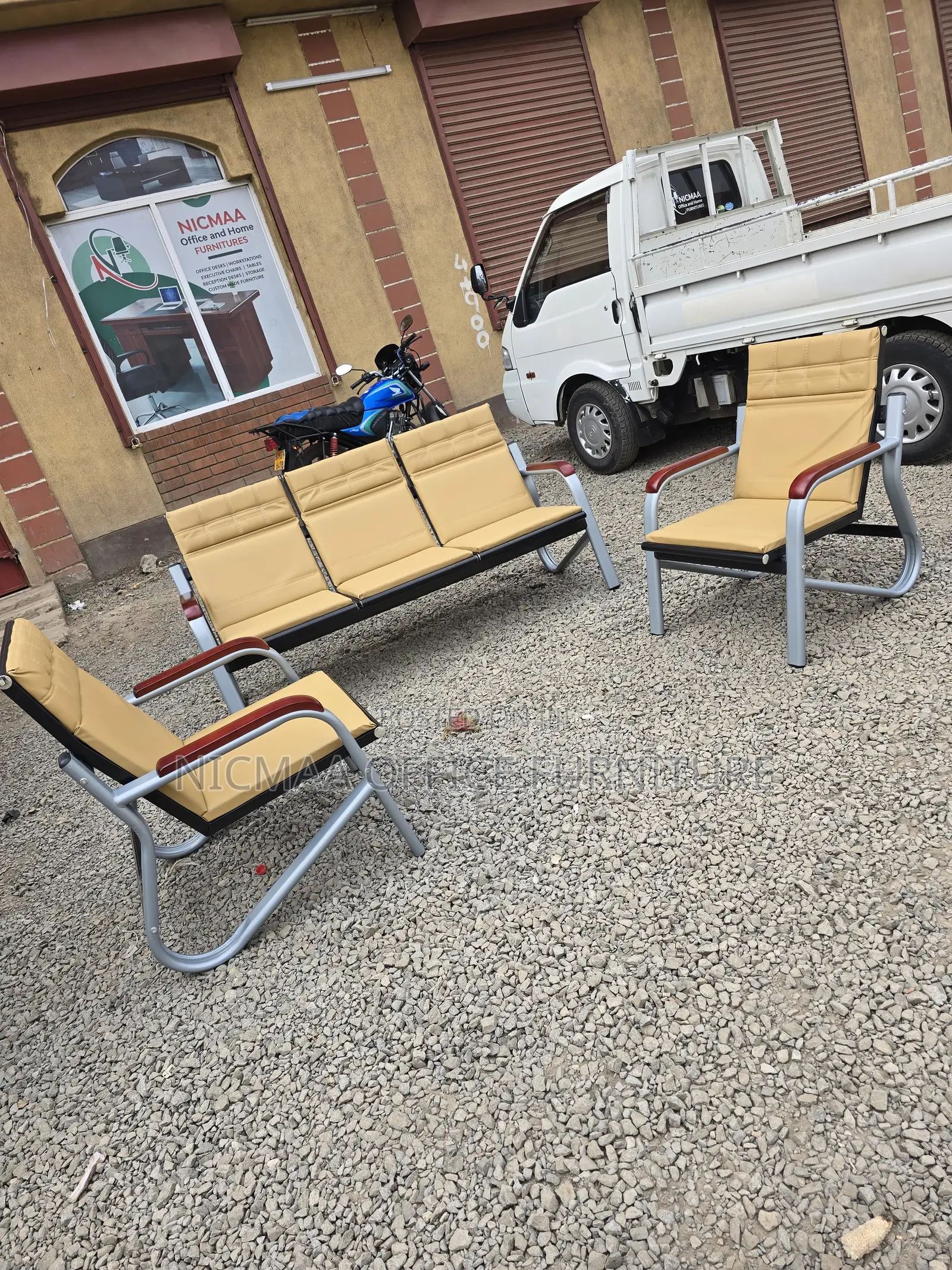 5-Seater Brown Executive Waiting Sofa