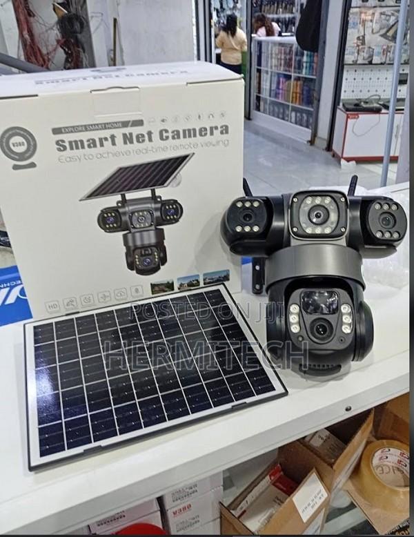 V380 3-Lens 3-Screens Wifi Solar Camera PTZ Battery Two-Way - main view