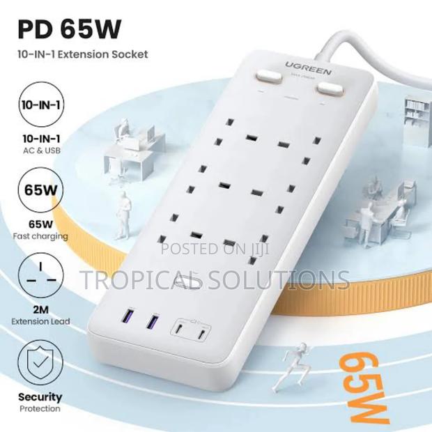 Ugreen Surge Protector Power Strip (6ac Outlets+ 65w 2a2c) - thumbnail 3