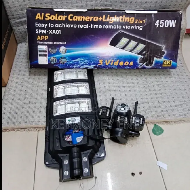 Outdoor CCTV Camera 4g Solar Streetlight 450w Led PTZ Camera