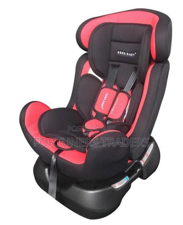 Red Cool Baby Car Seat With a Reclining Base. - main view