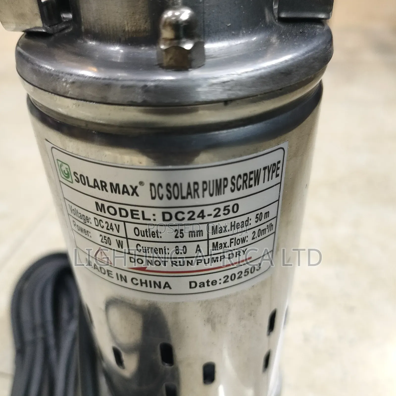 Solar Dc Pump 50 Meters Head 24v - 250w Solar