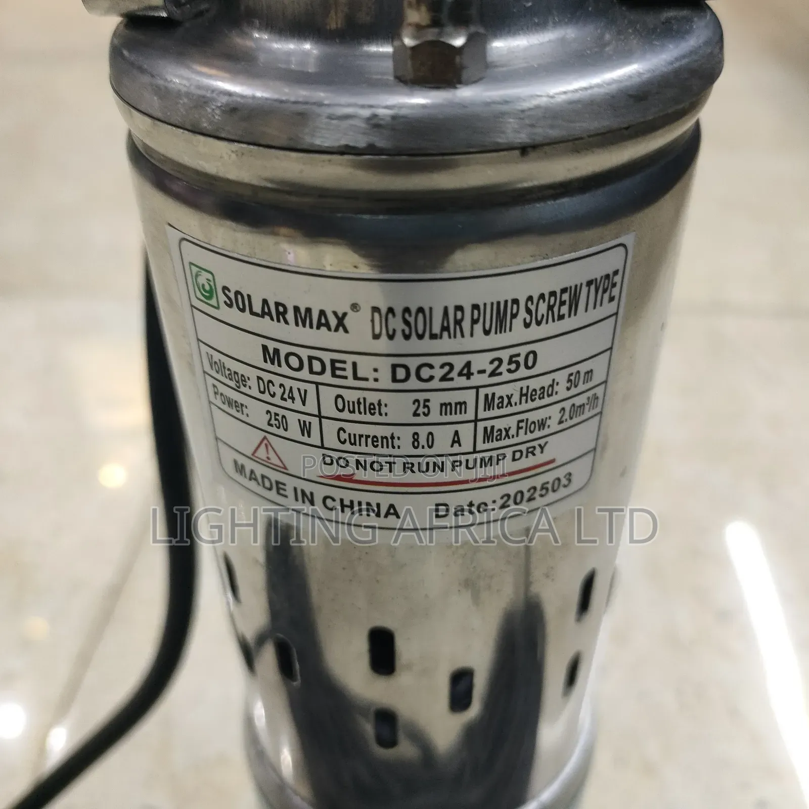Solar Dc Pump 50 Meters Head 24v - 250w Solar