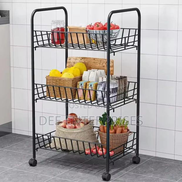 3 Tier Kitchen Trolley Storage Rack With Wheels - main view