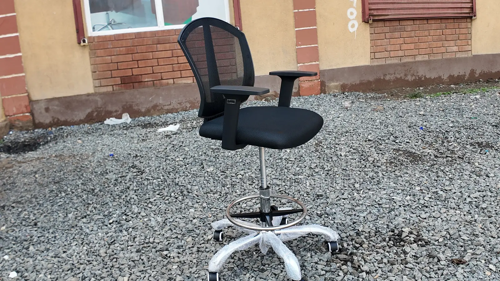 High Reception Secretarial Black Mesh Seat