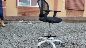 High Reception Secretarial Black Mesh Seat