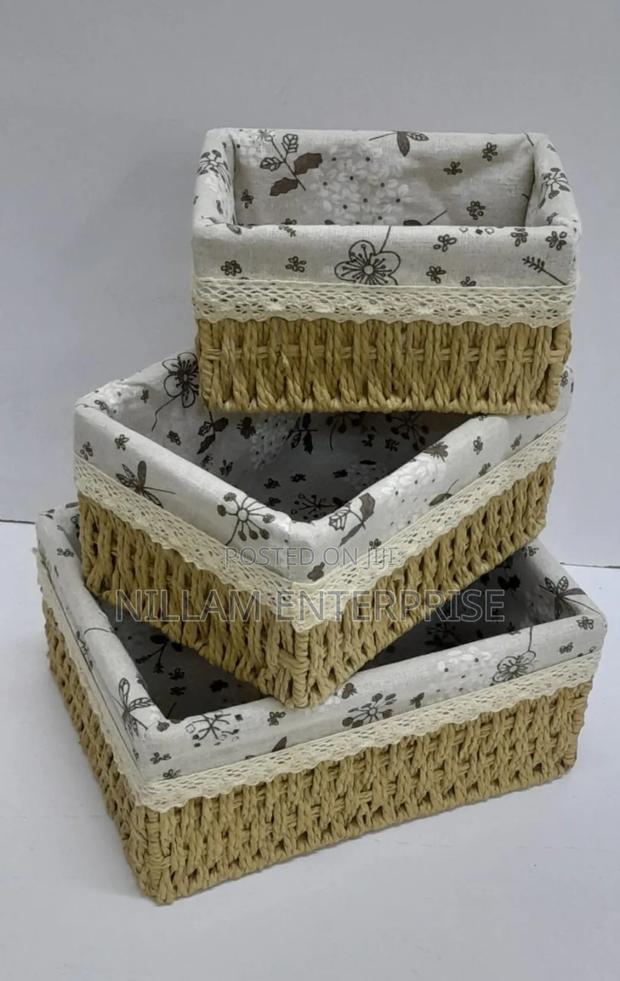 3 in 1 Hand Wooven Rattan Storage Baskets - main view