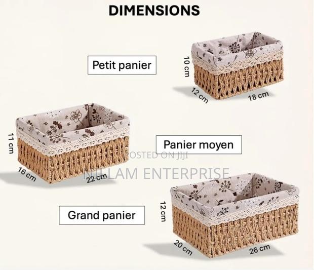 3 in 1 Hand Wooven Rattan Storage Baskets - thumbnail 4