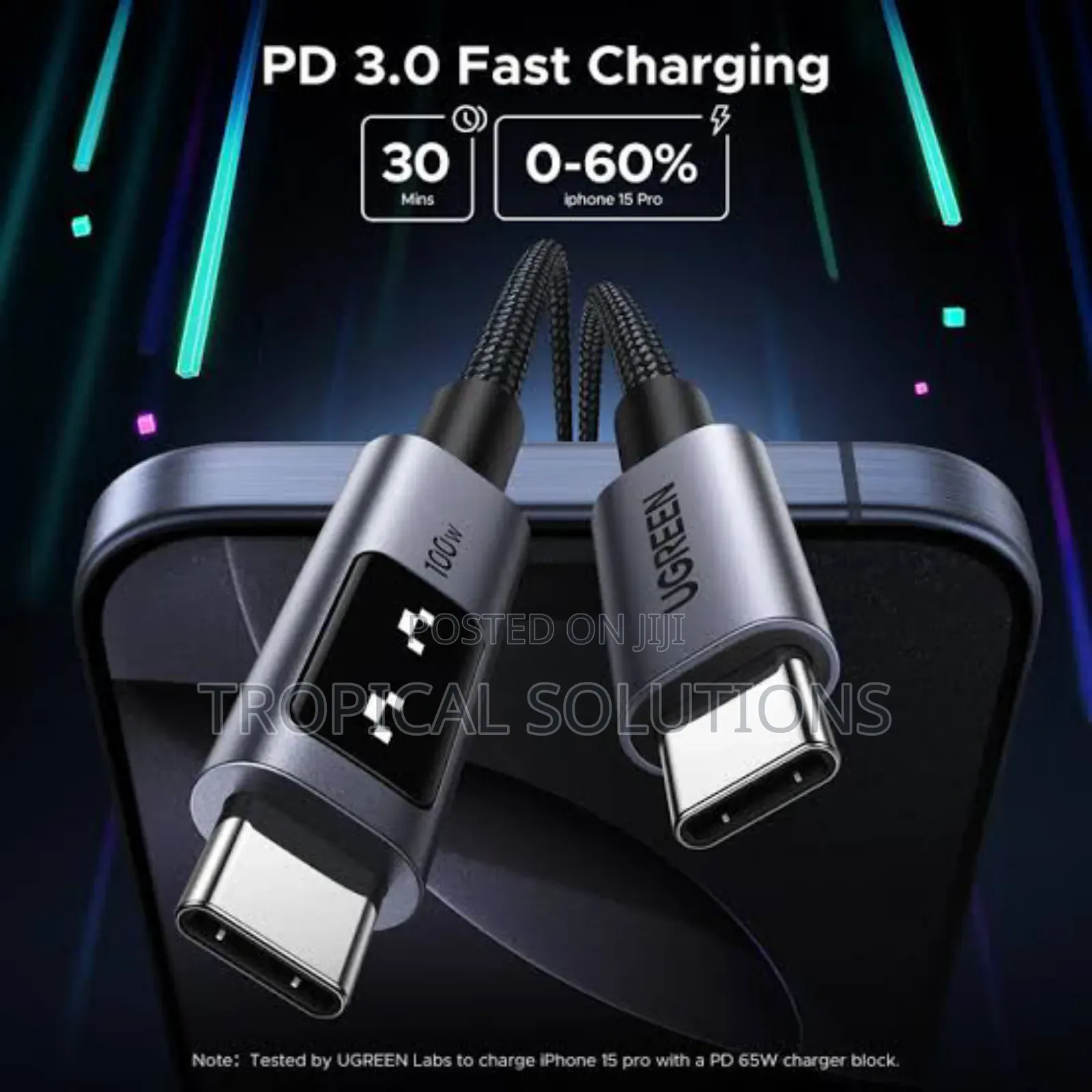 Ugreen Uno Robot Usb-C to Usb-C 100w Fast Charging 5a Cable