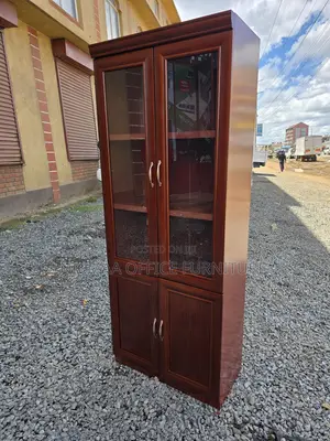 2-Door Mahogany Finish Wooden Cabinet