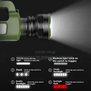 Rechargeable Torch With Solar Charging Panel Led Power Flashlight
