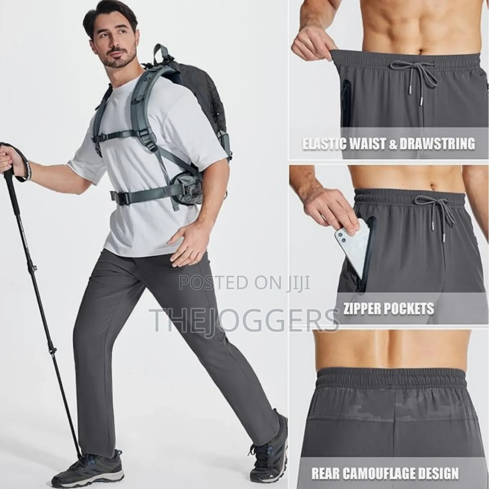 Men's Lightweight Quick Dry Casual Jogger Gym Hiking Pant With Pockets
