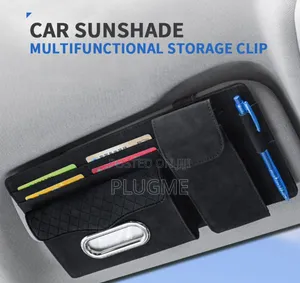 Leather Car Sun Visor Organizer Storage Bag With Tissue Holder