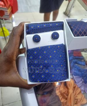 Blue,Brawn Yellow Polycadot Executive Tie Sets - thumbnail 2