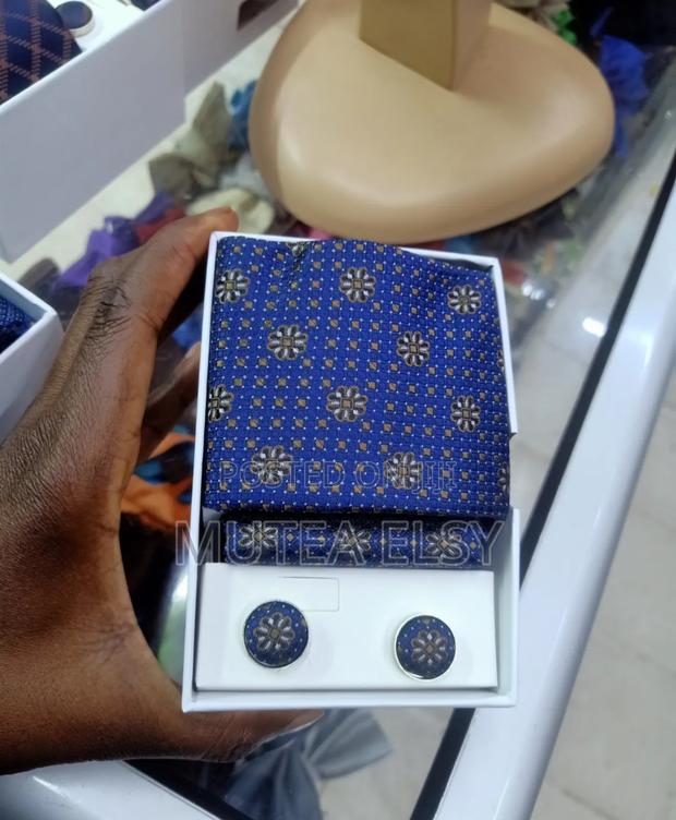 Blue,Brawn Yellow Polycadot Executive Tie Sets - thumbnail 3