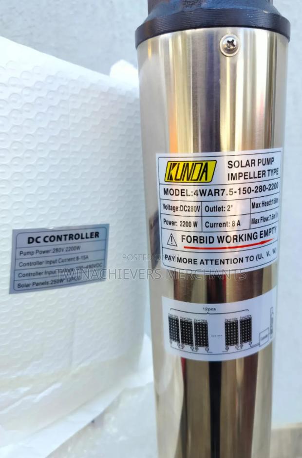 Dc Solar Submersible Water Pump 150mtrs 2200w 280v