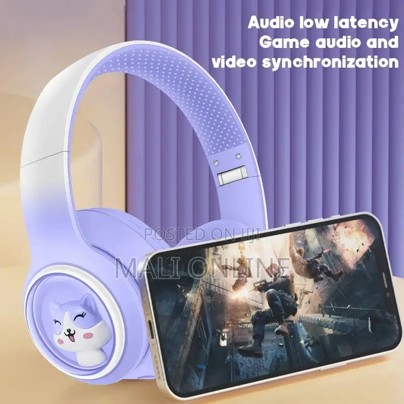 Akz-08 Cute Pet Ear Bluetooth 5.3 Wireless Foldable Over-ear Headset