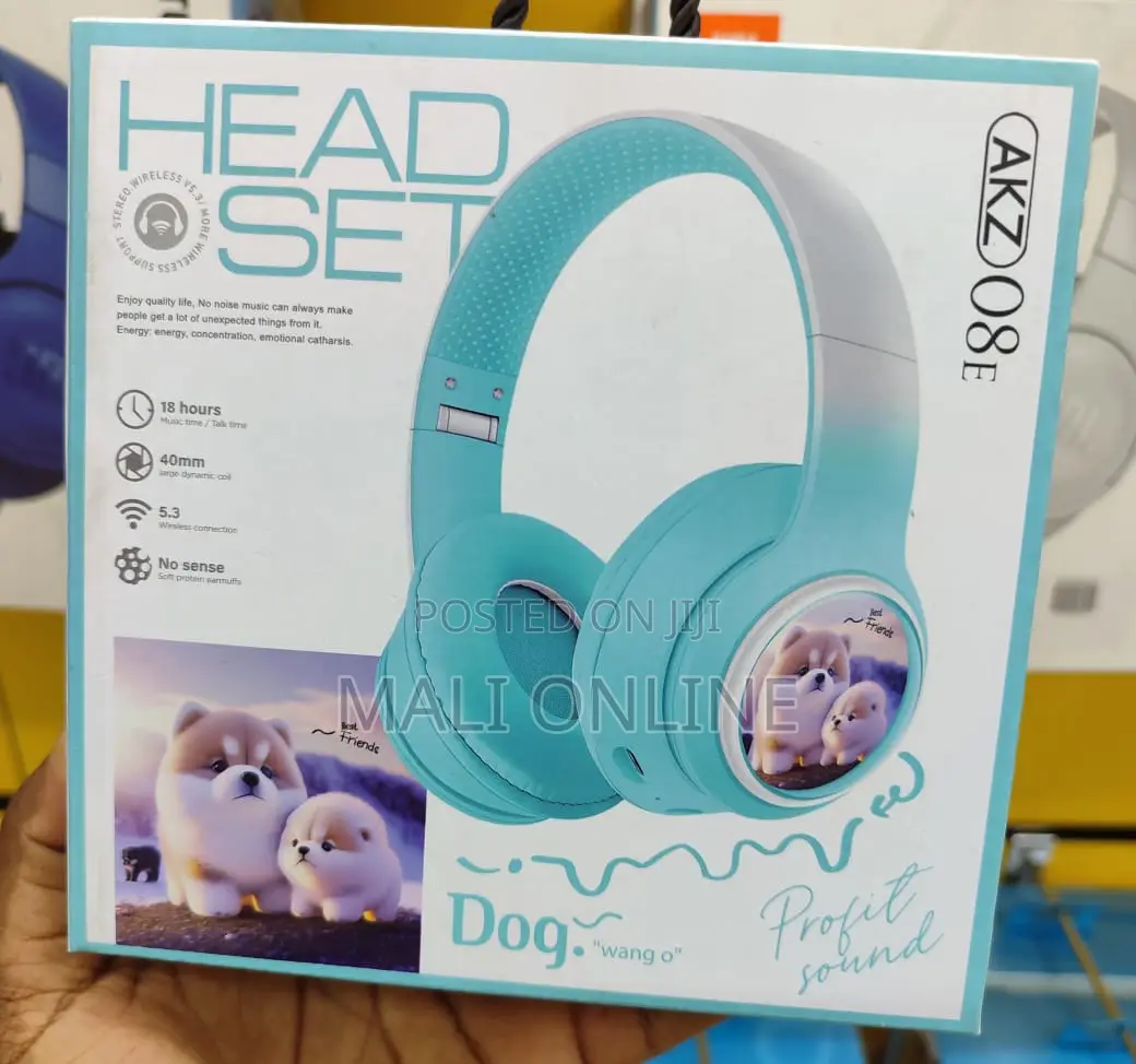 Akz-08 Cute Pet Ear Bluetooth 5.3 Wireless Foldable Over-ear Headset
