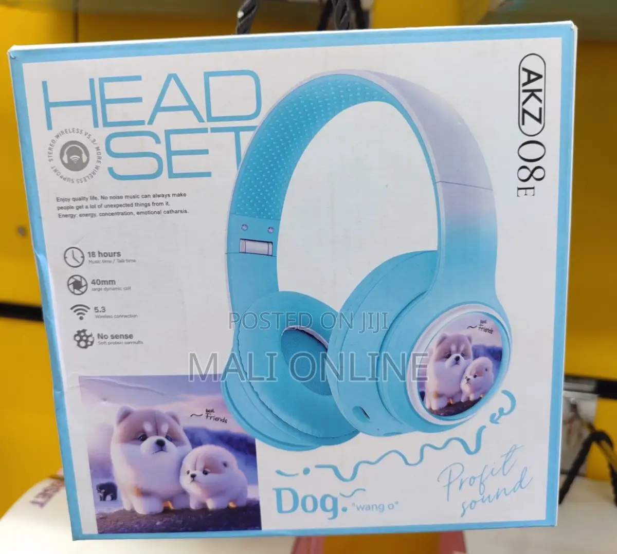 Akz-08 Cute Pet Ear Bluetooth 5.3 Wireless Foldable Over-ear Headset