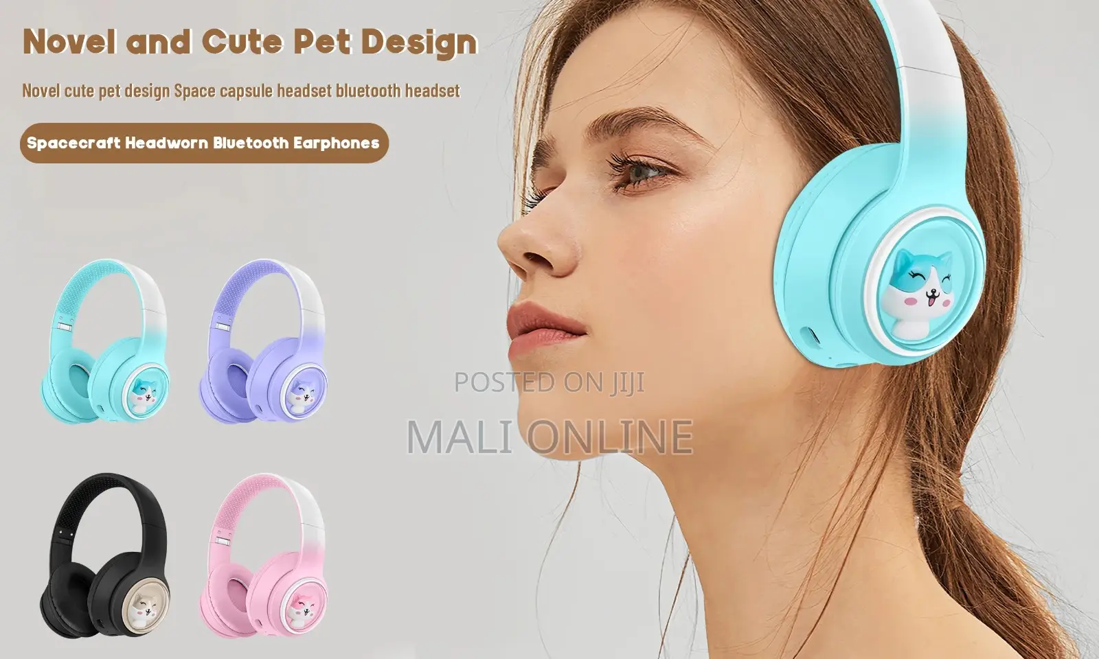 Akz-08 Cute Pet Ear Bluetooth 5.3 Wireless Foldable Over-ear Headset