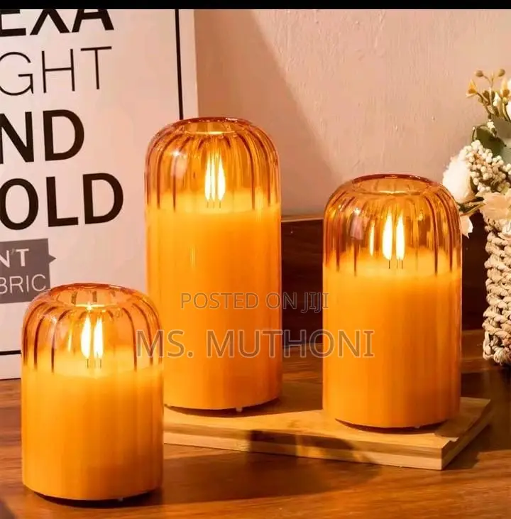 Glass Led Flameless Decorative Candles