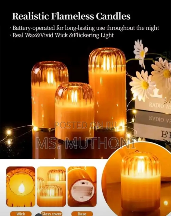 Glass Led Flameless Decorative Candles