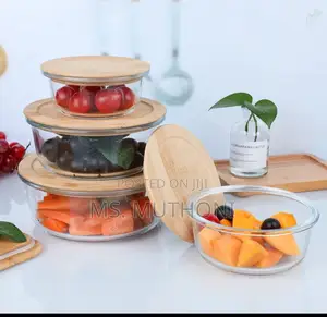 3pcs Glass Storage Container With Bamboo Lids