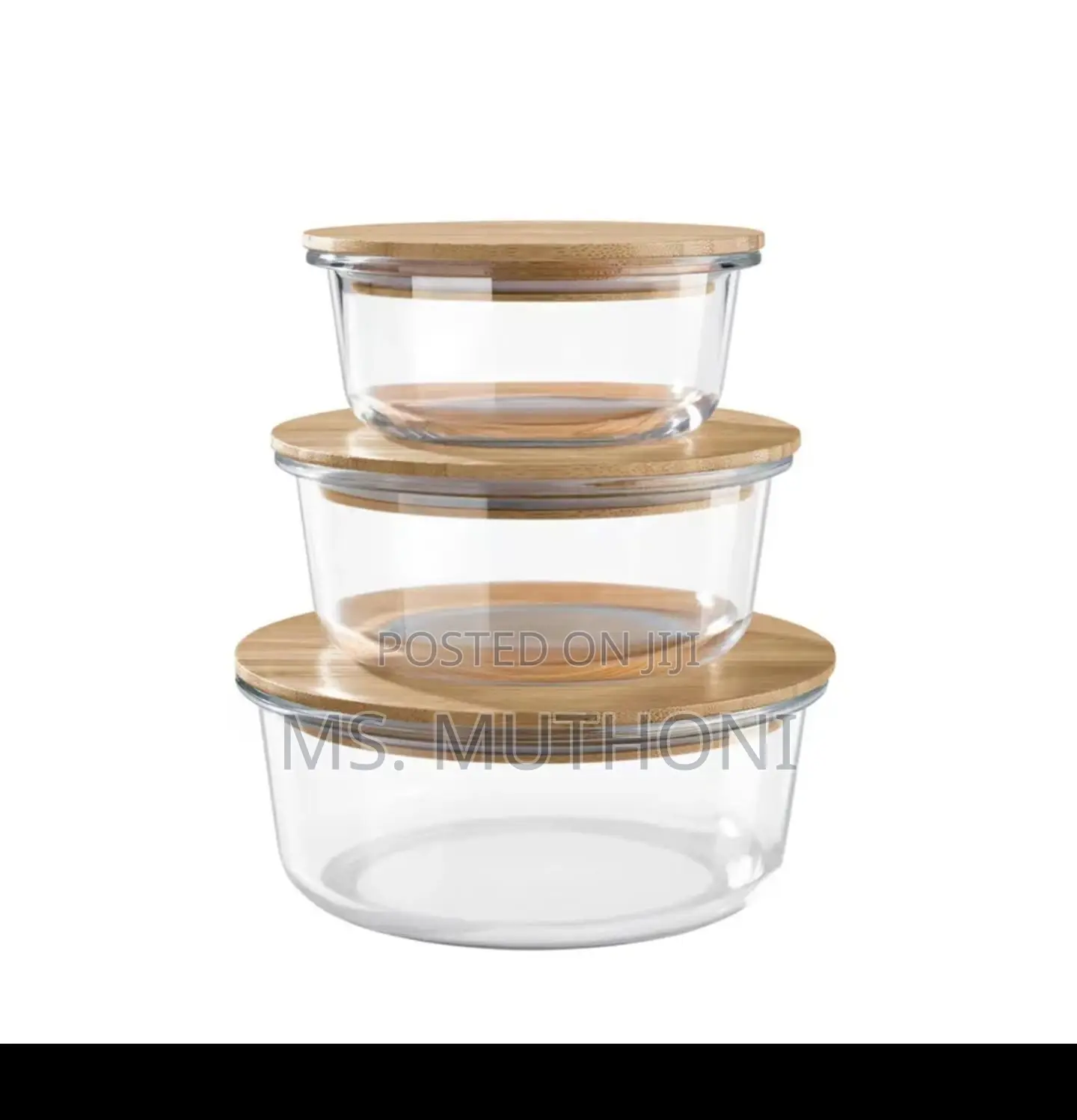 3pcs Glass Storage Container With Bamboo Lids