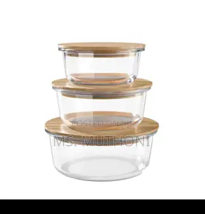 3pcs Glass Storage Container With Bamboo Lids