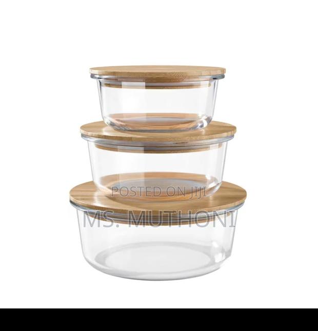 3pcs Glass Storage Container With Bamboo Lids - thumbnail 2