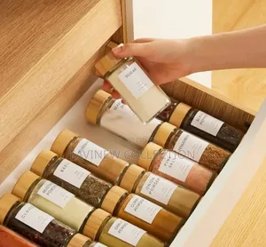 12pc Spice Jars/Containers With Bamboo Lid and Pen+Label Stickers