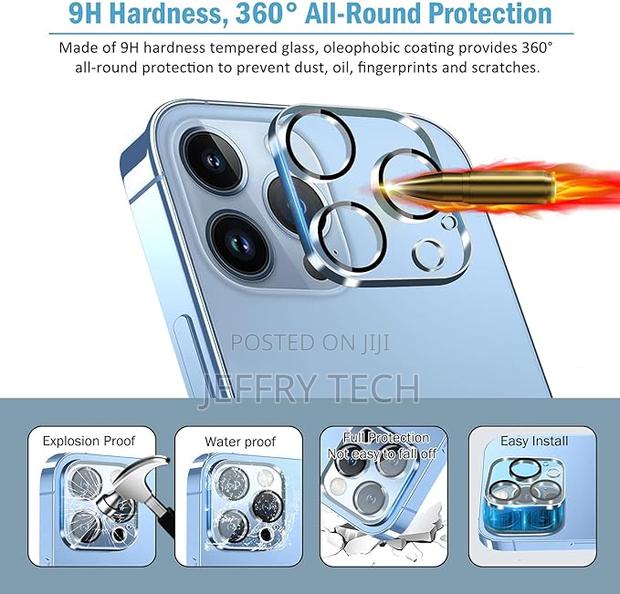 Qhohq Full Tempered Glass Camera Lens Protector for iPhone 13 Pro - thumbnail 2